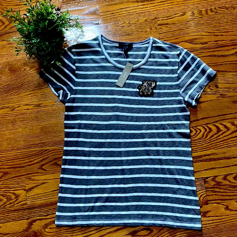 NWT J Crew Embellished Striped Tee